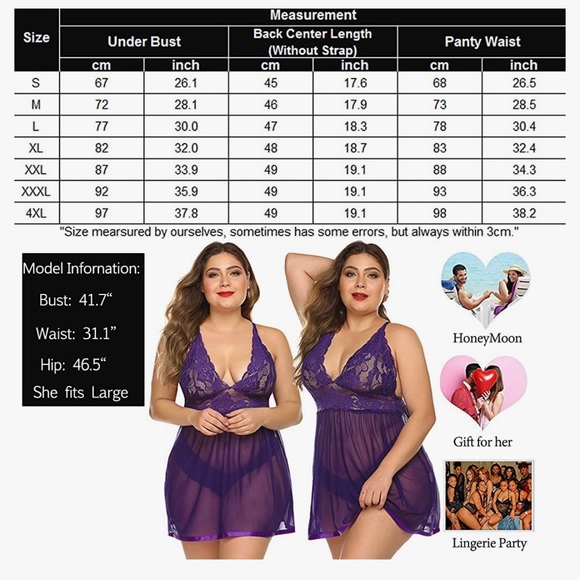 NWT purple halter chemise babydoll set in lace and mesh - Picture 5 of 6